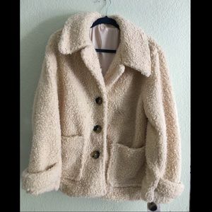 NWT free people ivory teddy coat